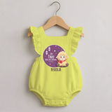 Personalized My First Eid Al-Adha Kids Romper frock – Festive Special Romper frock - PASTEL YELLOW - 0 - 3 Months Old (Chest 19")