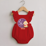 Personalized My First Eid Al-Adha Kids Romper frock – Festive Special Romper frock - RED - 0 - 3 Months Old (Chest 19")