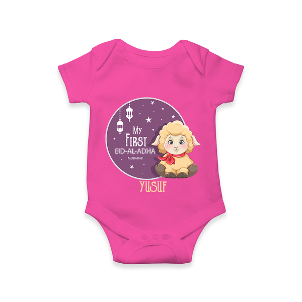 Personalized My First Eid Al-Adha Kids Romper – Festive Special Romper - HOT PINK - New Born (Chest 14")