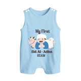 Custom Name My First Eid Romper Suit – Islamic Festival Special Wear - BABY BLUE - 0 - 5 Months Old (Chest 18")