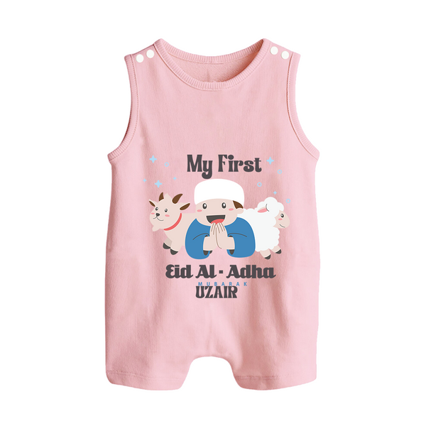 Custom Name My First Eid Romper Suit – Islamic Festival Special Wear - BABY PINK - 0 - 5 Months Old (Chest 18")