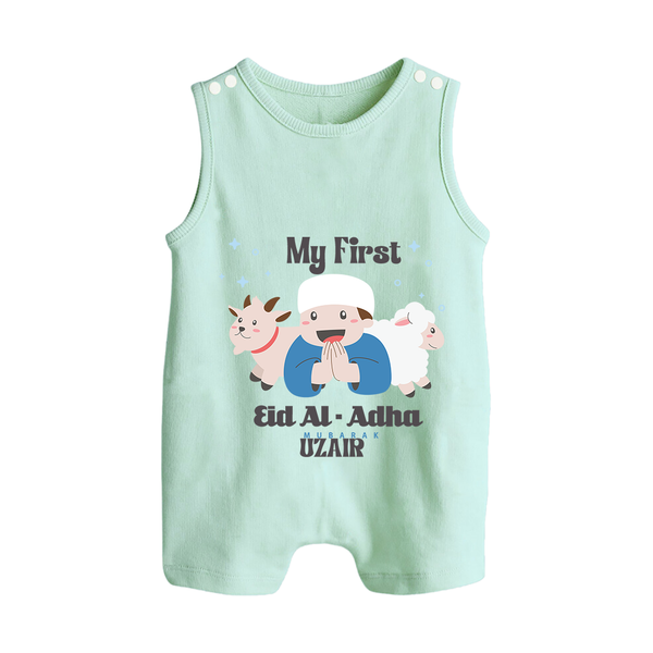 Custom Name My First Eid Romper Suit – Islamic Festival Special Wear - MINT GREEN - 0 - 5 Months Old (Chest 18")