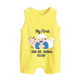 Custom Name My First Eid Romper Suit – Islamic Festival Special Wear - PASTEL YELLOW - 0 - 5 Months Old (Chest 18")