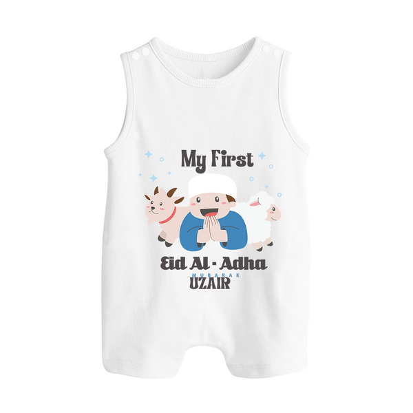 Custom Name My First Eid Romper Suit – Islamic Festival Special Wear - WHITE - 0 - 5 Months Old (Chest 18")