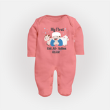 Custom Name My First Eid Fullbody suit – Islamic Festival Special Wear - PEACH - New Born (Chest 7.5")