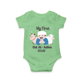 Custom Name My First Eid Romper – Islamic Festival Special Wear - GREEN - New Born (Chest 14")