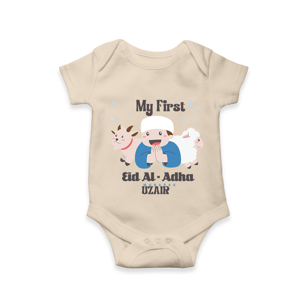 Custom Name My First Eid Romper – Islamic Festival Special Wear - IVORY - New Born (Chest 14")