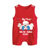 Custom Name My First Eid Romper Suit – Islamic Festival Special Wear - RED - 0 - 5 Months Old (Chest 18")