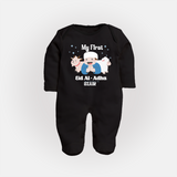 Custom Name My First Eid Fullbody suit – Islamic Festival Special Wear - BLACK - New Born (Chest 7.5")