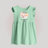 My First Eid Printed Kids Baby frock with Name – Celebration Outfit - MINT GREEN - 0 - 3 Months Old (Chest 17")