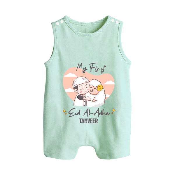 My First Eid Printed Kids Romper Suit with Name – Celebration Outfit - MINT GREEN - 0 - 5 Months Old (Chest 18")