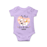 My First Eid Printed Kids Romper with Name – Celebration Outfit - LILAC - New Born (Chest 14")
