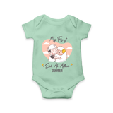 My First Eid Printed Kids Romper with Name – Celebration Outfit - MINT GREEN - New Born (Chest 14")