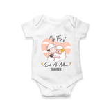 My First Eid Printed Kids Romper with Name – Celebration Outfit - WHITE - New Born (Chest 14")