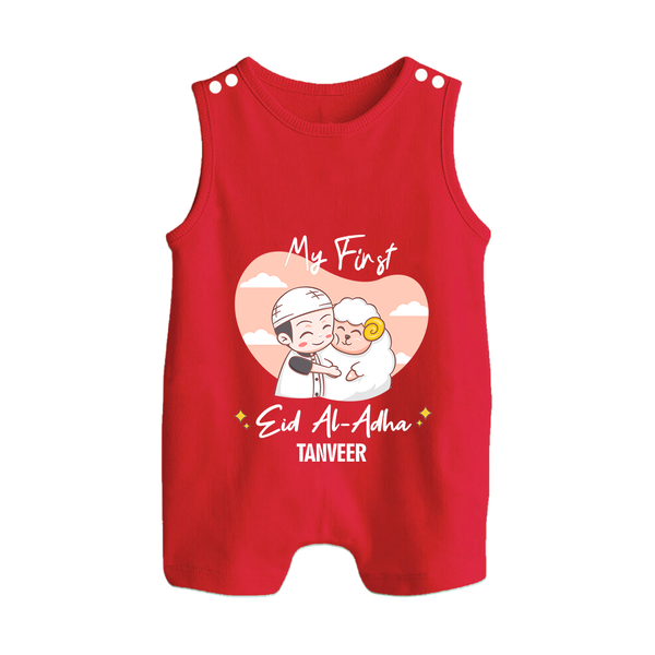 My First Eid Printed Kids Romper Suit with Name – Celebration Outfit - RED - 0 - 5 Months Old (Chest 18")