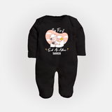 My First Eid Printed Kids Fullbody suit with Name – Celebration Outfit - BLACK - New Born (Chest 7.5")
