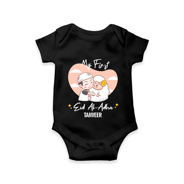 My First Eid Printed Kids Romper with Name – Celebration Outfit - BLACK - New Born (Chest 14")