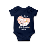 My First Eid Printed Kids Romper with Name – Celebration Outfit - NAVY BLUE - New Born (Chest 14")