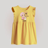 My First Eid with Ammi & Abbu – Personalized Kids Baby frock - PASTEL YELLOW - 0 - 3 Months Old (Chest 17")