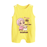 My First Eid with Ammi & Abbu – Personalized Kids Romper Suit - PASTEL YELLOW - 0 - 5 Months Old (Chest 18")