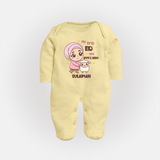 My First Eid with Ammi & Abbu – Personalized Kids Fullbody suit - PASTEL YELLOW - New Born (Chest 7.5")