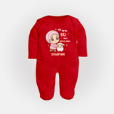 My First Eid with Ammi & Abbu – Personalized Kids Fullbody suit - RED - New Born (Chest 7.5")