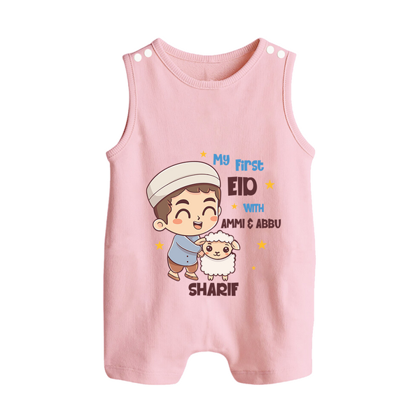 My First Eid Family Special Personalized Romper Suit – Custom Name Print - BABY PINK - 0 - 5 Months Old (Chest 18")