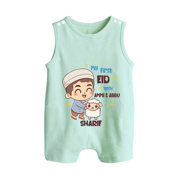 My First Eid Family Special Personalized Romper Suit – Custom Name Print - MINT GREEN - 0 - 5 Months Old (Chest 18")