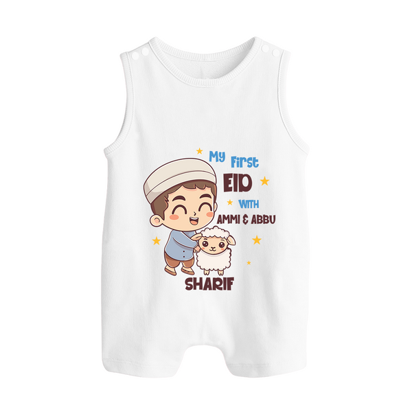 My First Eid Family Special Personalized Romper Suit – Custom Name Print - WHITE - 0 - 5 Months Old (Chest 18")