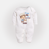 My First Eid Family Special Personalized Fullbody suit – Custom Name Print - WHITE - New Born (Chest 7.5")
