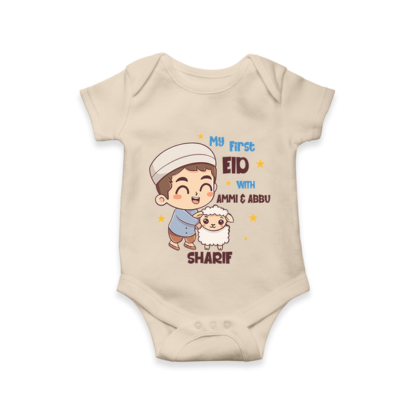 My First Eid Family Special Personalized Romper – Custom Name Print - IVORY - New Born (Chest 14")