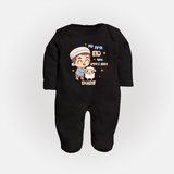 My First Eid Family Special Personalized Fullbody suit – Custom Name Print - BLACK - New Born (Chest 7.5")