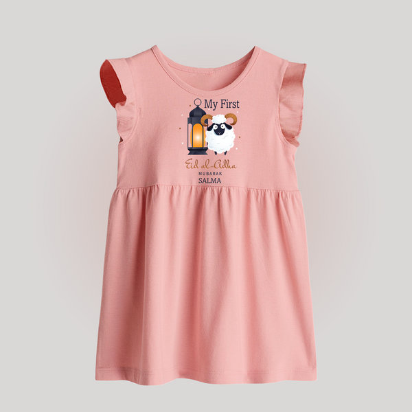 My First Eid with Parents Custom Kids Baby frock – Festive Wear - BABY PINK - 0 - 3 Months Old (Chest 17")