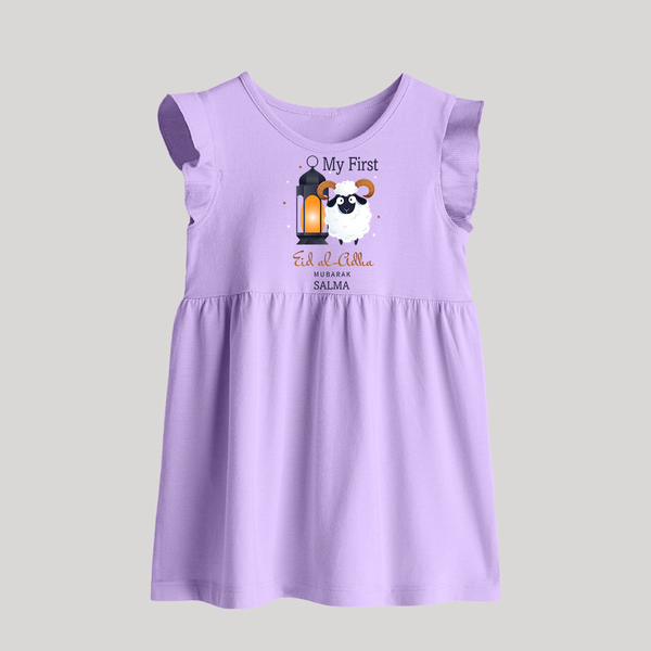 My First Eid with Parents Custom Kids Baby frock – Festive Wear - LILAC - 0 - 3 Months Old (Chest 17")