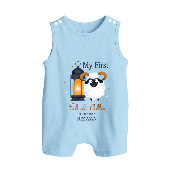 My First Eid with Parents Custom Kids Romper Suit – Festive Wear - BABY BLUE - 0 - 5 Months Old (Chest 18")