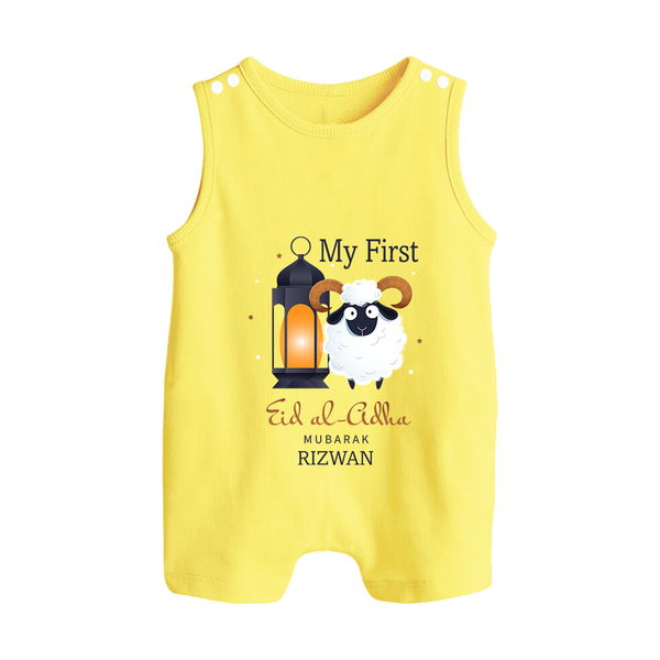 My First Eid with Parents Custom Kids Romper Suit – Festive Wear - PASTEL YELLOW - 0 - 5 Months Old (Chest 18")