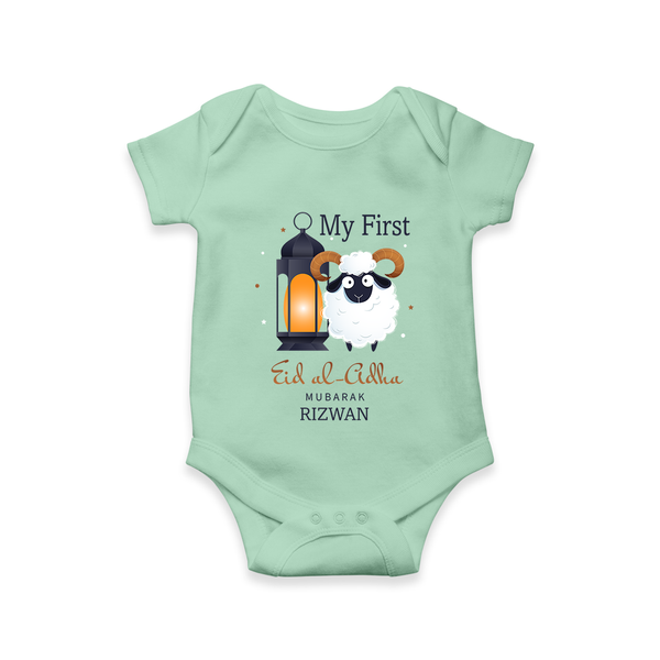 My First Eid with Parents Custom Kids Romper – Festive Wear - MINT GREEN - New Born (Chest 14")