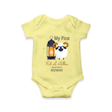 My First Eid with Parents Custom Kids Romper – Festive Wear - PASTEL YELLOW - New Born (Chest 14")