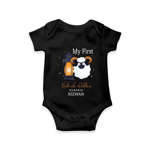 My First Eid with Parents Custom Kids Romper – Festive Wear - BLACK - New Born (Chest 14")
