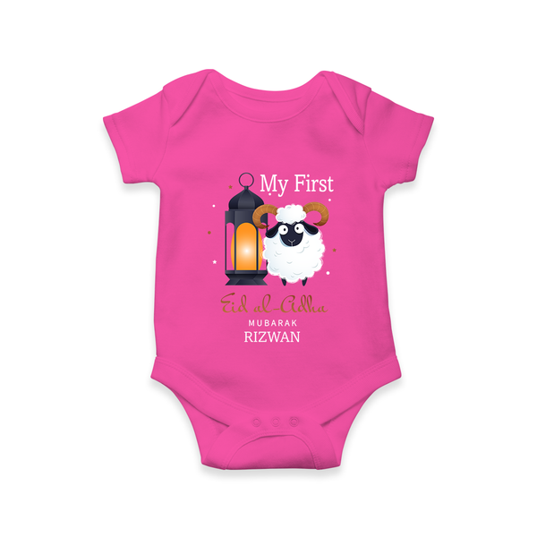My First Eid with Parents Custom Kids Romper – Festive Wear - HOT PINK - New Born (Chest 14")