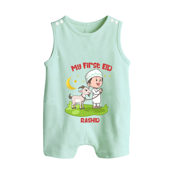 Personalized My First Eid with Ammi & Abbu Romper Suit - MINT GREEN - 0 - 5 Months Old (Chest 18")