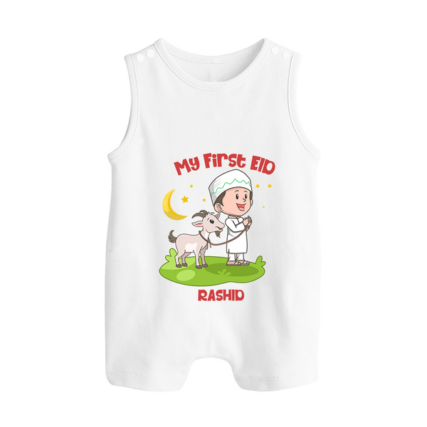 Personalized My First Eid with Ammi & Abbu Romper Suit - WHITE - 0 - 5 Months Old (Chest 18")