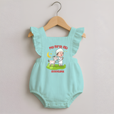 Personalized My First Eid with Ammi & Abbu Romper frock - MINT GREEN - 0 - 3 Months Old (Chest 19")