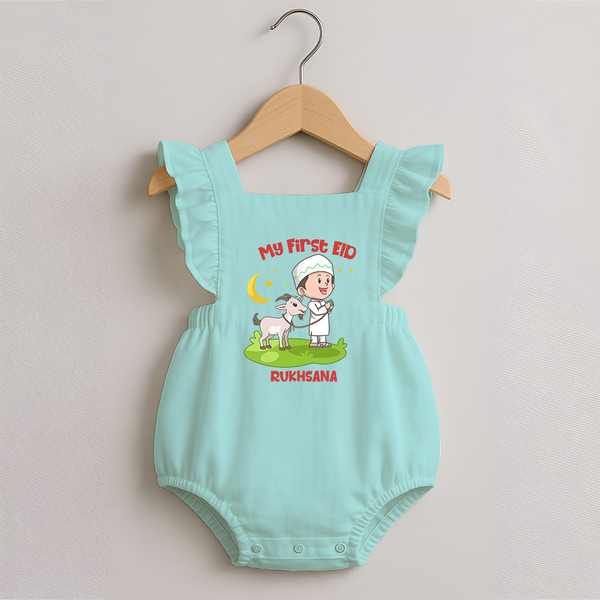 Personalized My First Eid with Ammi & Abbu Romper frock - MINT GREEN - 0 - 3 Months Old (Chest 19")