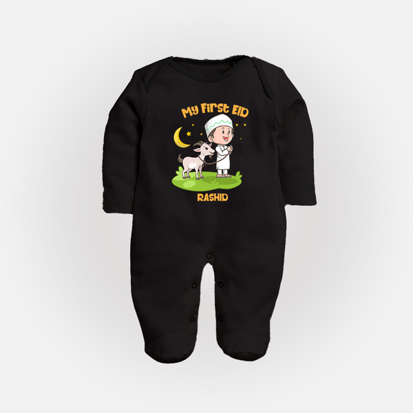 Personalized My First Eid with Ammi & Abbu Fullbody suit - BLACK - New Born (Chest 7.5")