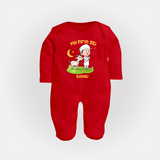 Personalized My First Eid with Ammi & Abbu Fullbody suit - RED - New Born (Chest 7.5")