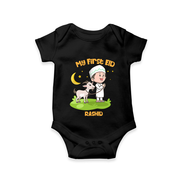 Personalized My First Eid with Ammi & Abbu Romper - BLACK - New Born (Chest 14")