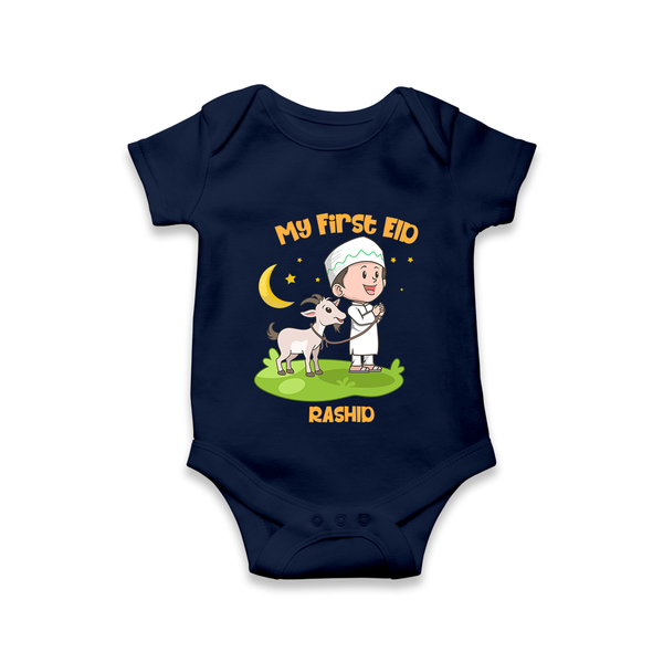 Personalized My First Eid with Ammi & Abbu Romper - NAVY BLUE - New Born (Chest 14")