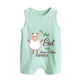 My First Eid Family Theme Kids Romper Suit – Name Printed Festive Outfit - MINT GREEN - 0 - 5 Months Old (Chest 18")