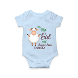 My First Eid Family Theme Kids Romper – Name Printed Festive Outfit - BABY BLUE - New Born (Chest 14")